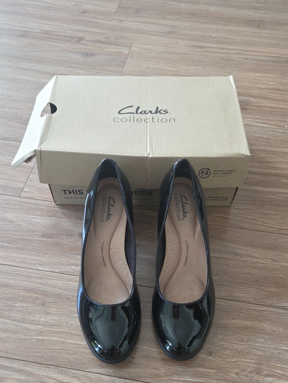 Clarks Black Patent Leather Women's Slip-On Chunkie Heel